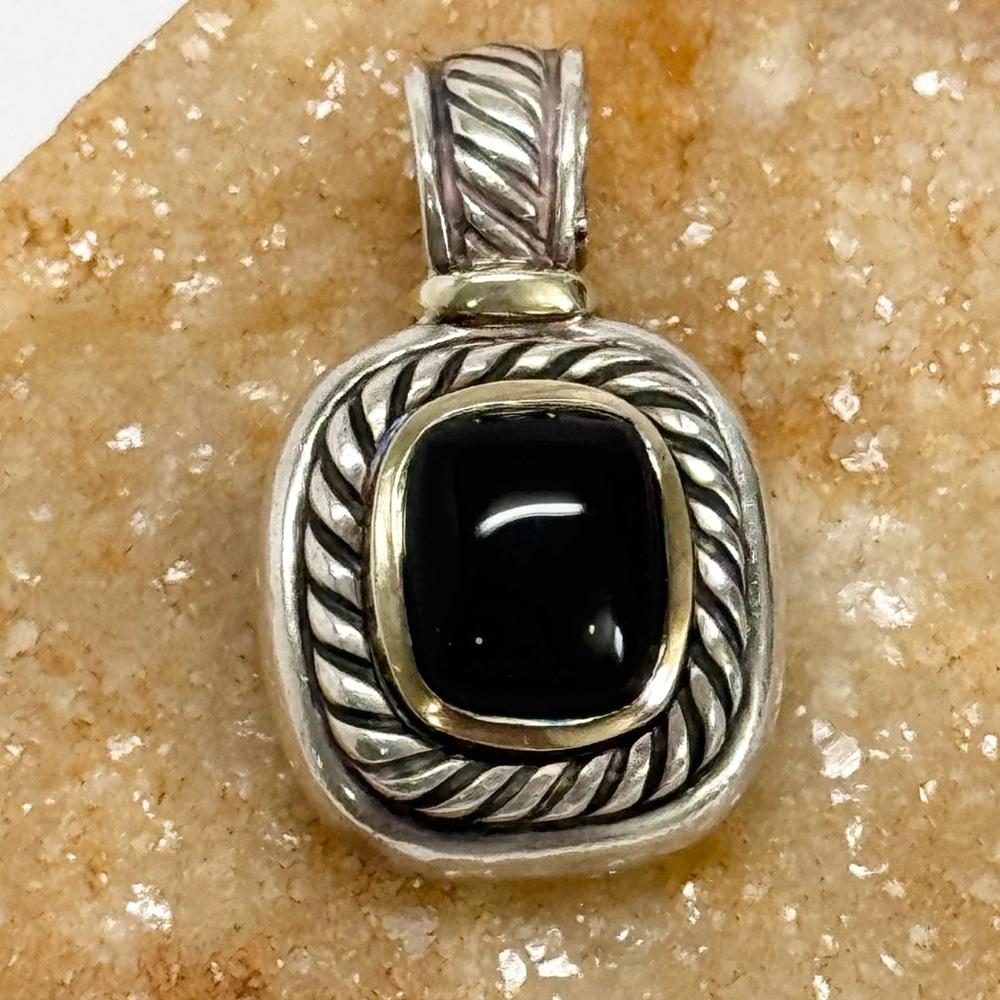 David Yurman Black Onyx Albion Enhancer Pendant .925 / 14K Gold